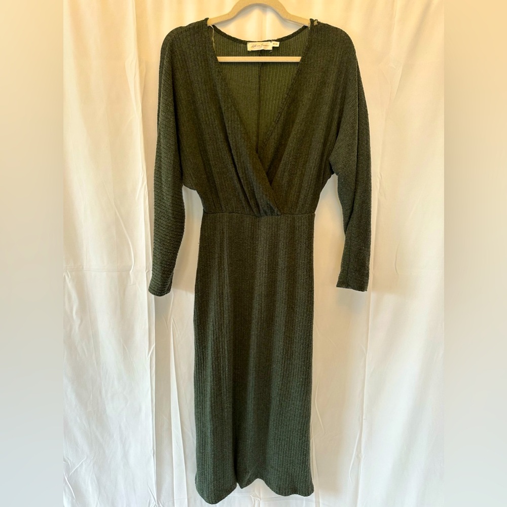 All in Favor Green Henley V Neck Dress size M